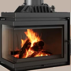 KRATKI SIMPLE Kamineinsatz links 8 kW Ø 150 – Gusseisen, Eckkamin, BImSchV II