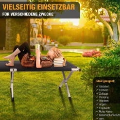 Kronenburg XXL Campingbett Feldbett 210 x 72 x 45 cm - belastbar bis 200 kg - schwarz