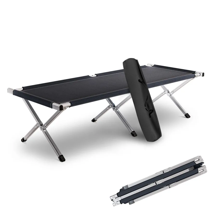 Kronenburg XXL Campingbett Feldbett 210 x 72 x 45 cm - belastbar bis 200 kg - schwarz