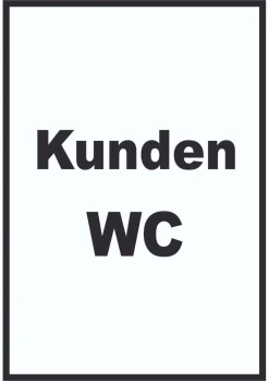 Kunden WC Aufkleber mit Text Toilette hochkant