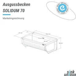 KUNe Solidum 70, Ausgussbecken Edelstahl 78,2 x 47 x 28 cm