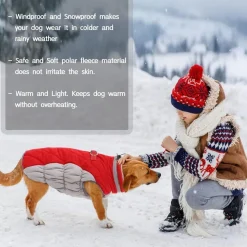 Kuoser Hundemantel Wasserdicht Winterjacke für Hunde L Rot