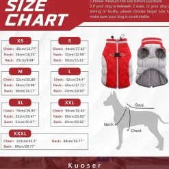 Kuoser Hundemantel Wasserdicht Winterjacke für Hunde L Rot