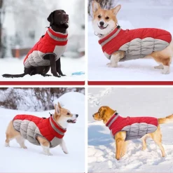 Kuoser Hundemantel Wasserdicht Winterjacke für Hunde L Rot