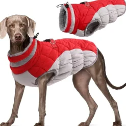Kuoser Hundemantel Wasserdicht Winterjacke für Hunde L Rot
