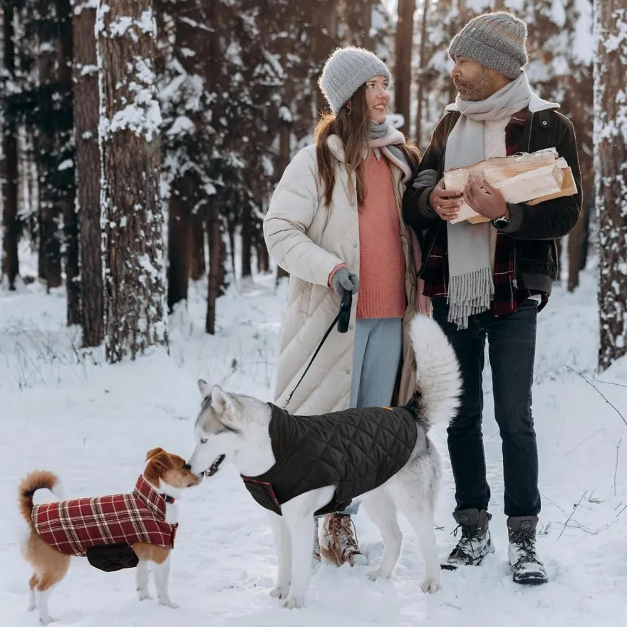 Kuoser Hundemantel Winter Hundejacke Kleine Hunde Fleece Wasserdicht WarmRot