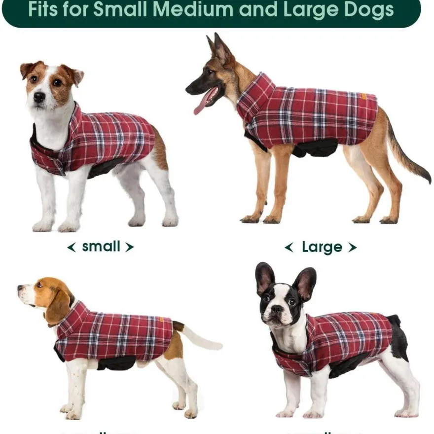 Kuoser Hundemantel Winter Hundejacke Kleine Hunde Fleece Wasserdicht WarmRot