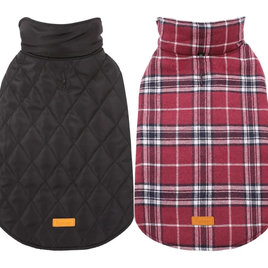 Kuoser Hundemantel Winter Hundejacke Kleine Hunde Fleece Wasserdicht WarmRot