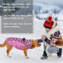 Kuoser Hundemantel Winter Rosa Leopard für kleine Hunde, Wasserdicht
