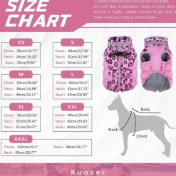Kuoser Hundemantel Winter Rosa Leopard für kleine Hunde, Wasserdicht