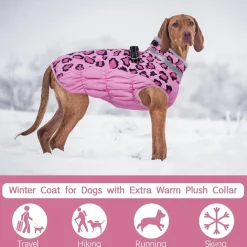 Kuoser Hundemantel Winter Rosa Leopard für kleine Hunde, Wasserdicht