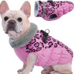 Kuoser Hundemantel Winter Rosa Leopard für kleine Hunde, Wasserdicht