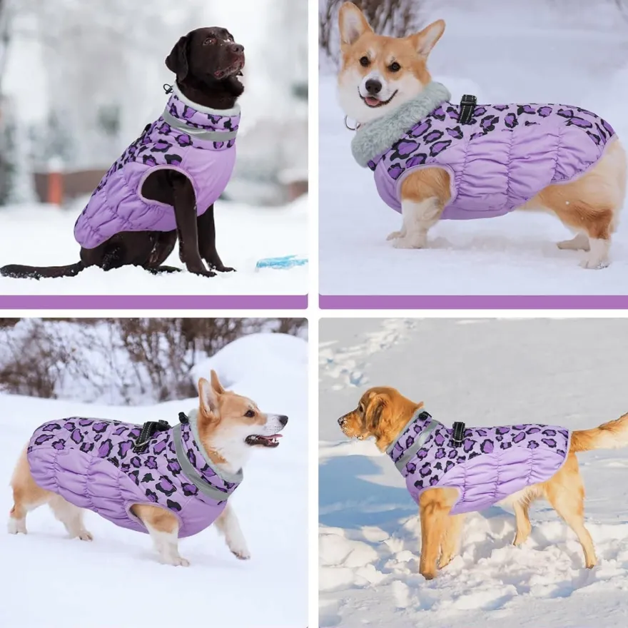 Kuoser Wintermantel für große Hunde - Winddichte, wasserdichte Hundejacke mit