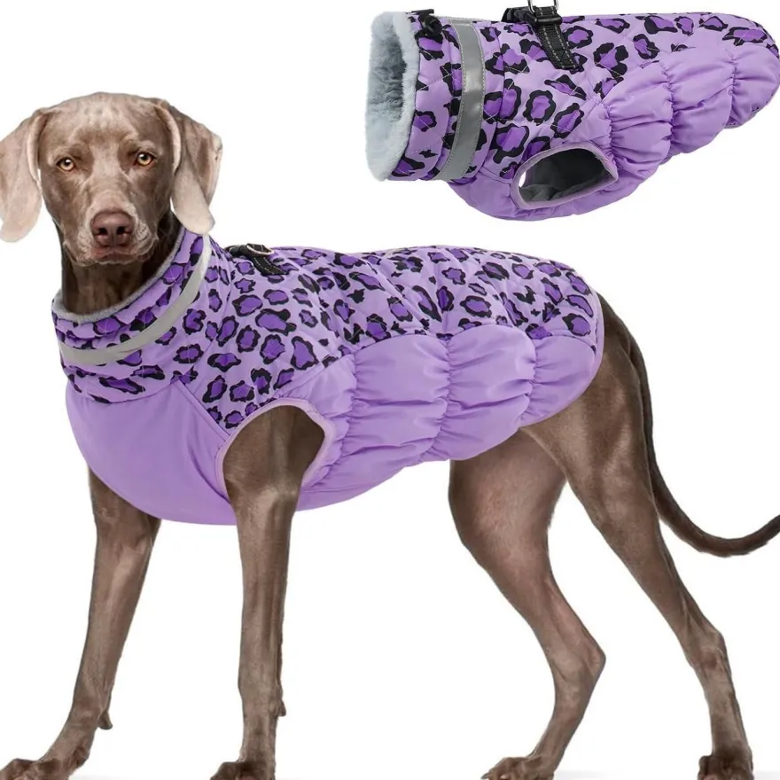 Kuoser Wintermantel für große Hunde - Winddichte, wasserdichte Hundejacke mit