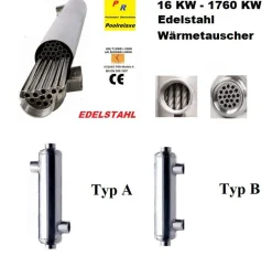 352 KW Wärmetauscher Edelstahl Schwimmbadwärmetauscher Solarwärmetauscher Heizung