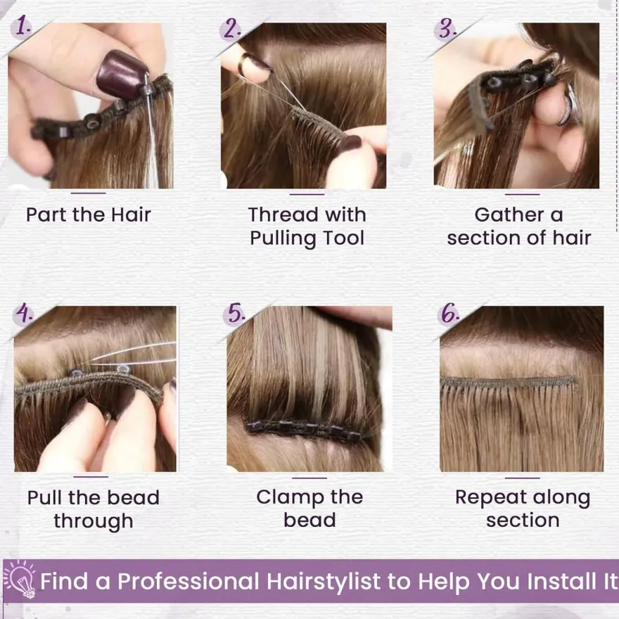 LaaVoo Echthaar Tressen Extensions Blond Highlighted Glatt Weft Extensions