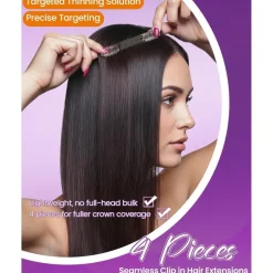 LaaVoo Invisible Clip-in Extensions Echthaar Balayage Schwarz Glatt 40cm 80g