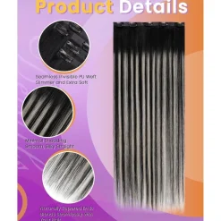LaaVoo Invisible Clip-in Extensions Echthaar Balayage Schwarz Glatt 40cm 80g