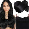 LaaVoo Invisible Secret Wire Extensions Echthaar Schwarz #1 Fish Line Hair
