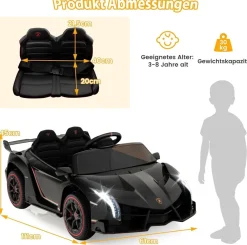 Lamborghini Elektroauto für Kinder, Kinderfahrzeug mit 2,4-G Fernbedienung& Hupe