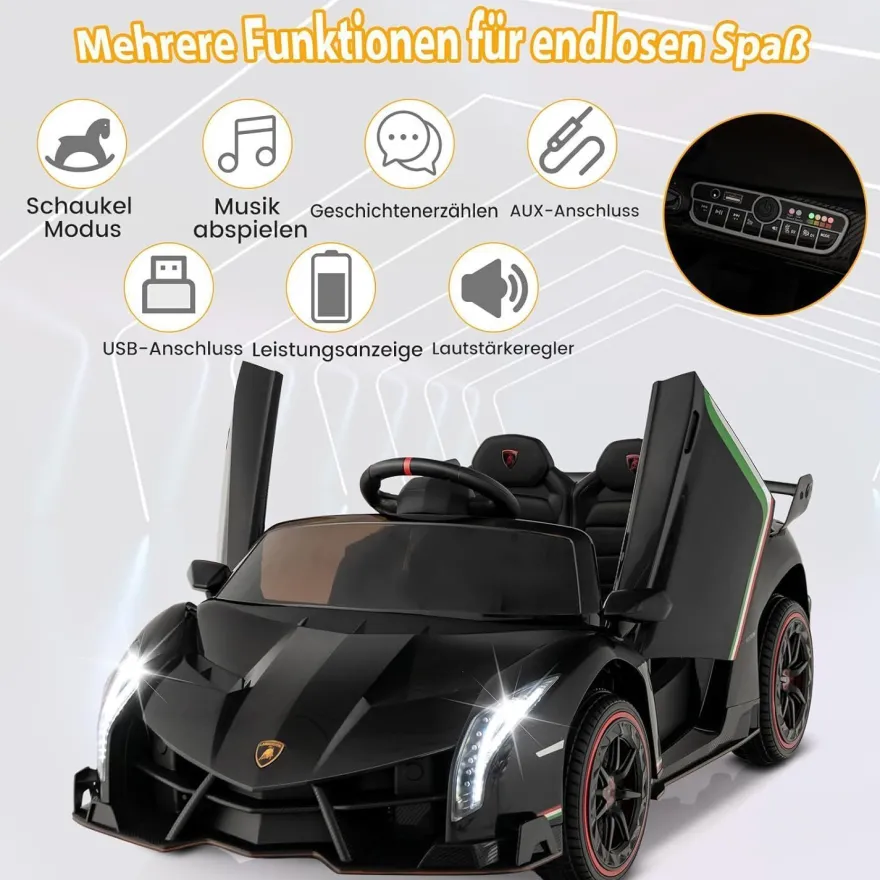 Lamborghini Elektroauto für Kinder, Kinderfahrzeug mit 2,4-G Fernbedienung& Hupe