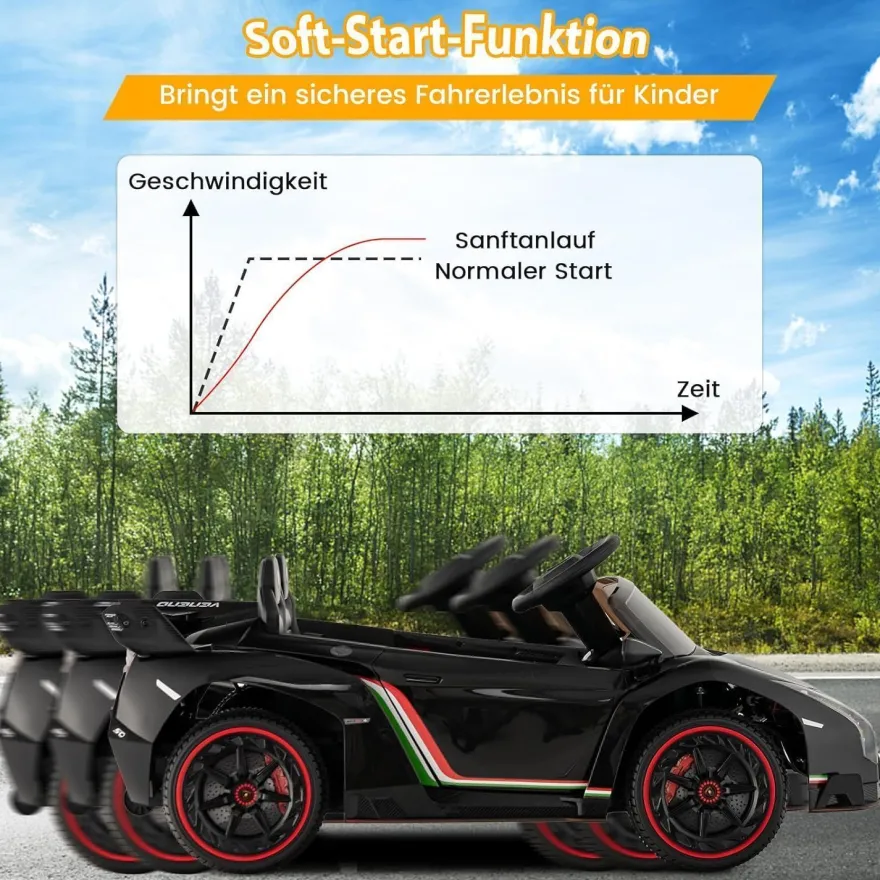 Lamborghini Elektroauto für Kinder, Kinderfahrzeug mit 2,4-G Fernbedienung& Hupe