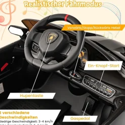 Lamborghini Elektroauto für Kinder, Kinderfahrzeug mit 2,4-G Fernbedienung& Hupe