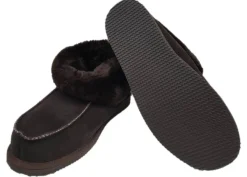 Lammfell Leder Hüttenschuhe Mokassin Hausschuhe Pantoffeln Fell braun Gr. 42-47