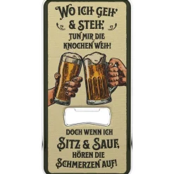 LANOLU Magnet Flaschenöffner Wo ich geh uns steh Knochen weh