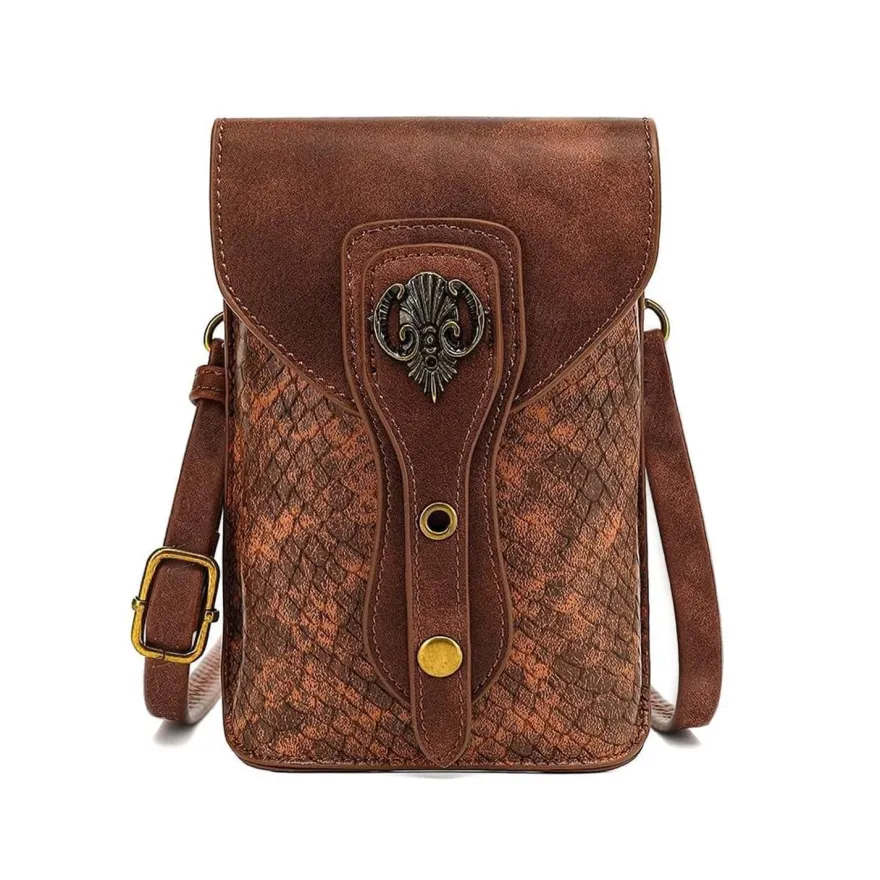 Larswon Mittelalter Gürteltasche für Damen, Ren Faire Zubehör, kleine Lederoptik