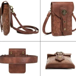 Larswon Mittelalter Gürteltasche für Damen, Ren Faire Zubehör, kleine Lederoptik