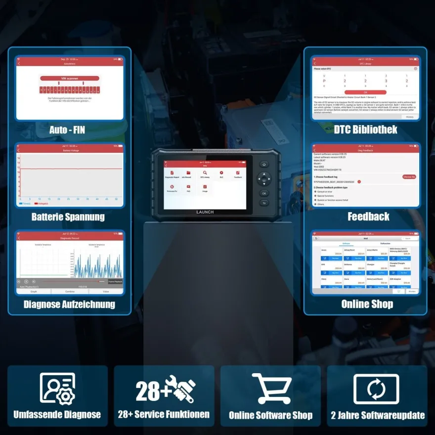 Launch CRP 349 OBD2 Diagnosegerät alle Steuergeräte Tester + 28 Service Funktion