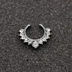 Lauritami Fake Septum Nasenring Nase Piercing Edelstahl Kristall 24 Stück