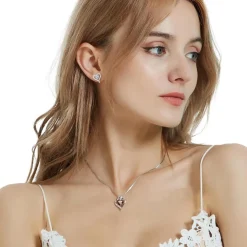LAVUMO Ohrringe Set 925 Silber Zirkonia Damen Herz Ohrstecker Geschenke