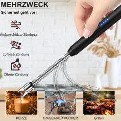 LcFun Stabfeuerzeug USB Elektrisch Lichtbogen Winddicht Camping Feuerwerk