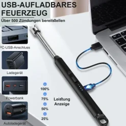 LcFun Stabfeuerzeug USB Elektrisch Lichtbogen Winddicht Camping Feuerwerk