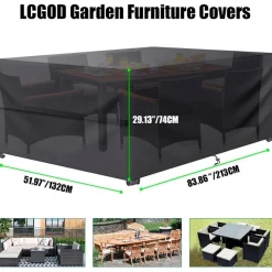 LCGOD Abdeckhaube für Gartenmöbel, 213x132x74cm, Wasserdicht, 600D Oxford Gewebe