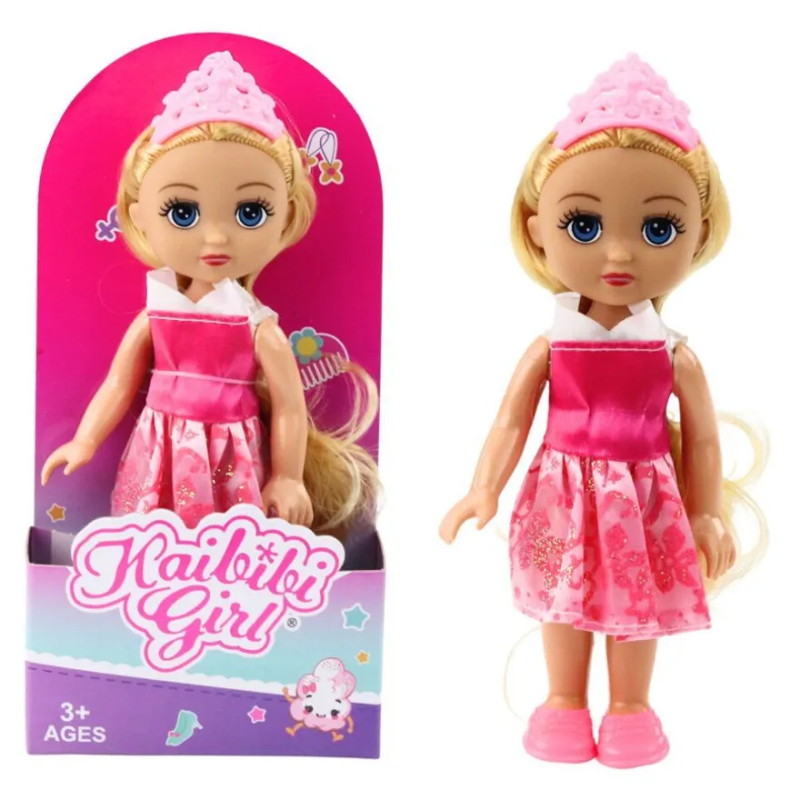 Lean Mini Prinzessin Puppe Krone Dekoriertes Kleid 17Cm Mix