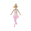 LeanToys Anlily Kinderpuppe Ballerina Tänzerin mit Dutt in rosa Kleid und Statuette
