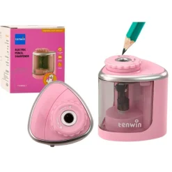 Leantoys Elektrischer rosa Bleistiftspitzer für Buntstifte und Bleistifte 6-8 mm