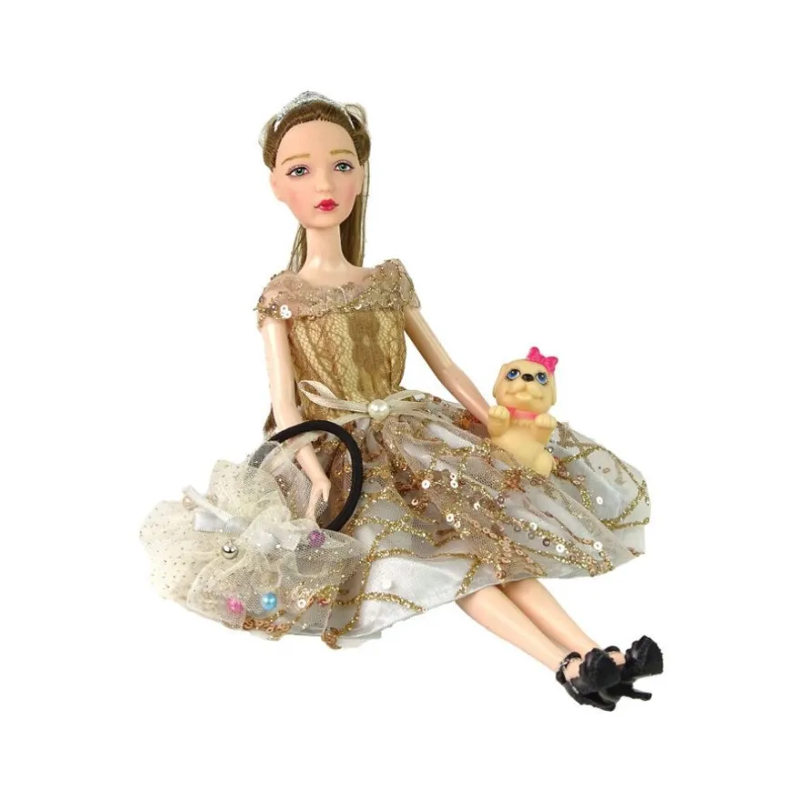 Leantoys Emily Baby Puppe mit Hund Langes Haar