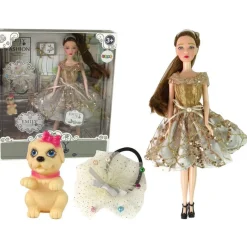 Leantoys Emily Baby Puppe mit Hund Langes Haar