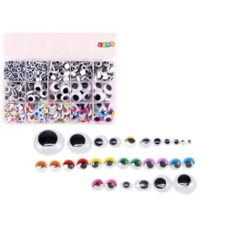 Leantoys Set selbstklebende Augen, beweglicher bunter Organizer, 750-teilig