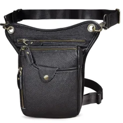 Le'aokuu Herren Echt Leder Beinbeutel Beintasche Oberschenkeltasche für Reisen