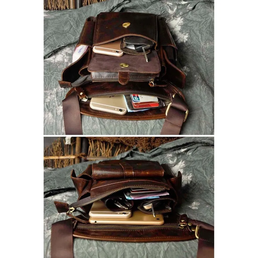 Le'aokuu Herren Echt Leder Hüfttasche Gürteltasche Bauchtasche Reißverschluss