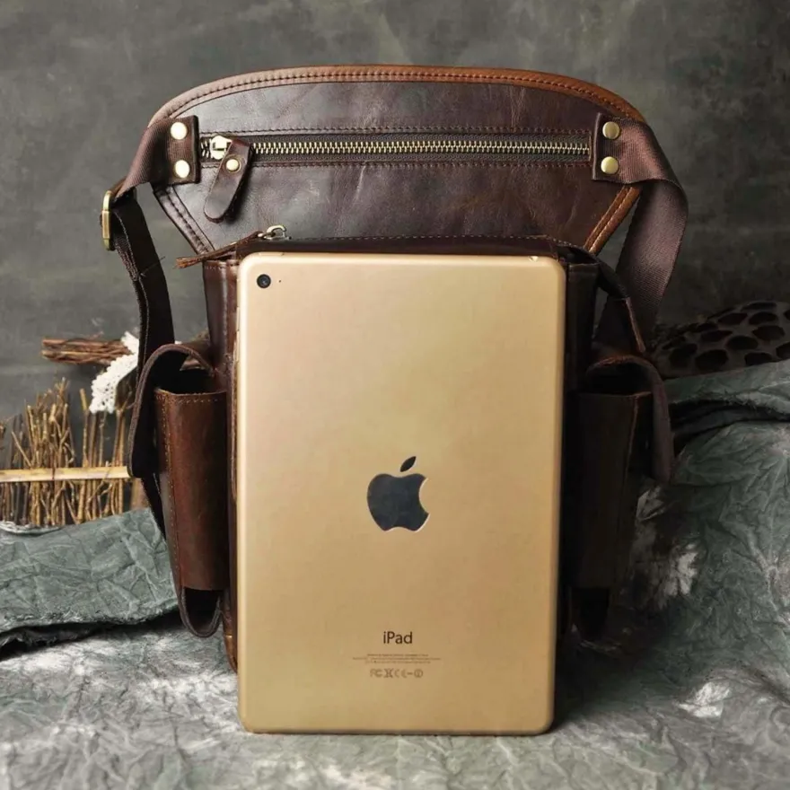Le'aokuu Herren Echt Leder Hüfttasche Gürteltasche Bauchtasche Reißverschluss