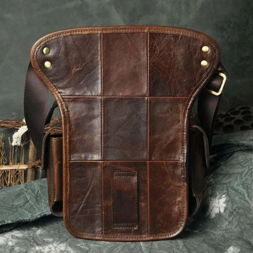Le'aokuu Herren Echt Leder Hüfttasche Gürteltasche Bauchtasche Reißverschluss