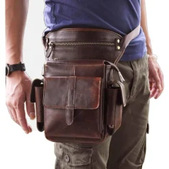 Le'aokuu Herren Echt Leder Hüfttasche Gürteltasche Bauchtasche Reißverschluss