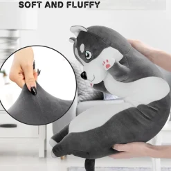 LEcylankEr Husky Kuscheltier 110cm - Weicher Plüschhund als Kissen für Kinder