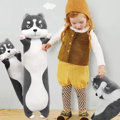 LEcylankEr Husky Kuscheltier 110cm - Weicher Plüschhund als Kissen für Kinder